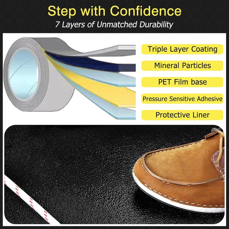 SX Anti Slip Tape 12 Inch x 60 FT Roll Black Grit 60 Exceptional Traction Non-Slip Skid Grip Tape for Outdoor Stair Treads, Wooden Steps & Exterior Grips - Long-Lasting Tread Strips - Image 3